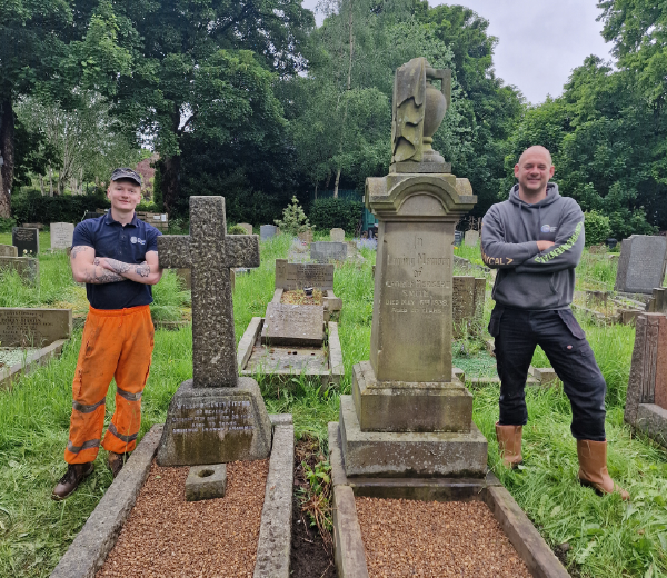 Chay and Brad at All Hallows Church, Kirkburton