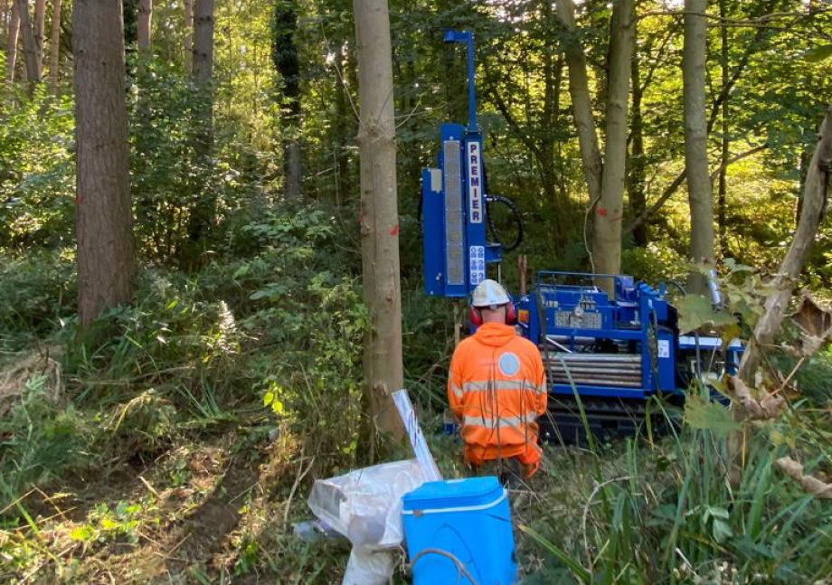 Man using drilling rig